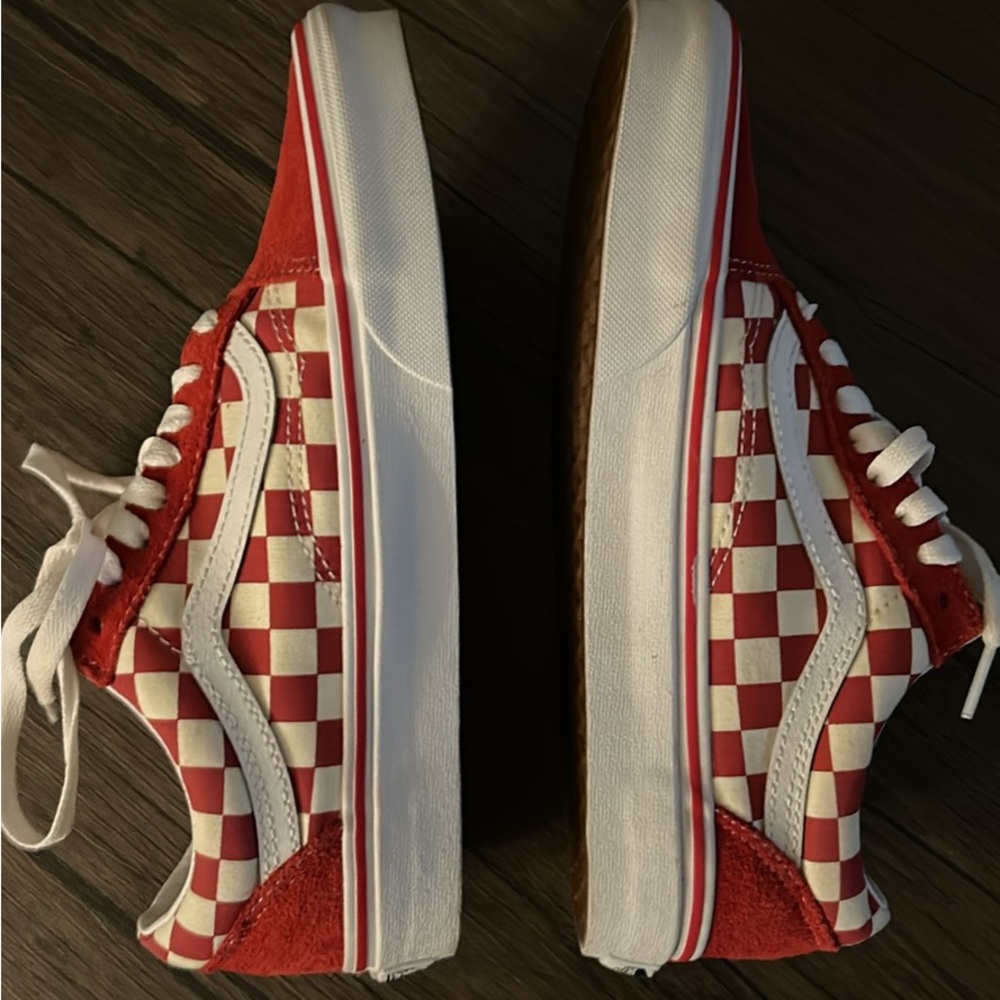 Vans Red and White Checkered Shoes - Picture 2 of 4